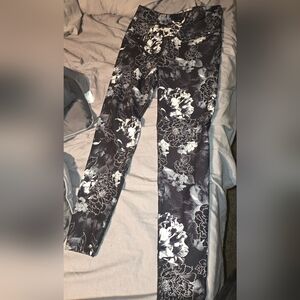 Floral Black and White Leggings